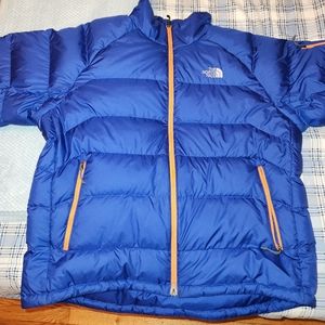 The North Face Down XL Blue Orange Zippers 550 Puffer Coat Jacket Parka